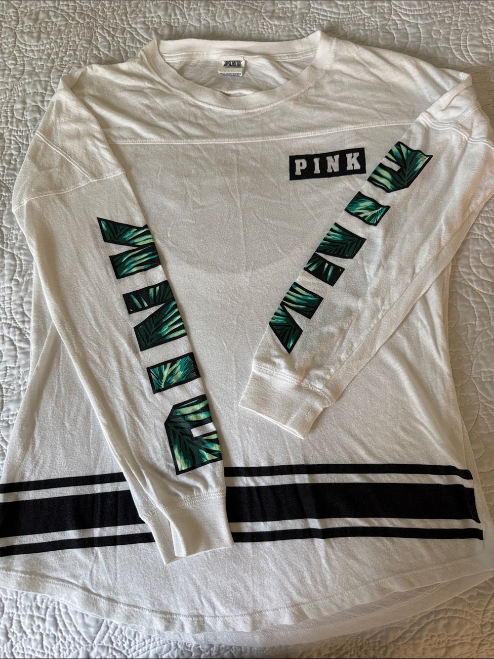 Vintage - PINK Victoria's Secret White Tee with Black Logo